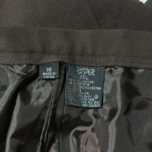 Brown Pleated Business Office Slacks Womens Kasper Dress Pants Plus Size 16 - Picture 4 of 9